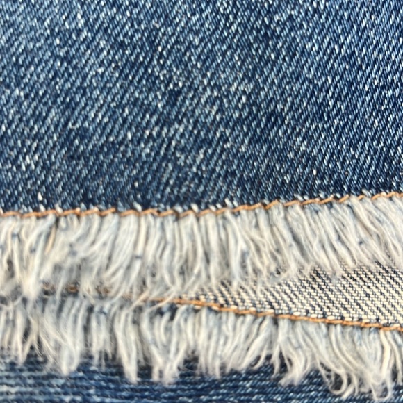 Karen by Simonsen Danish Design Denim Midi Skirt Fringed Hem Size 10 Blue Fall - Picture 4 of 4